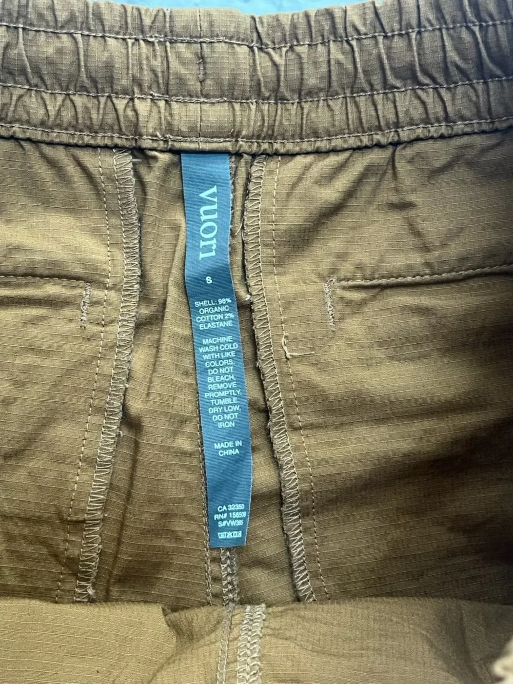 Vuori ripstop summer Shorts in Brown tan umber color Athliesure S - Picture 7 of 8